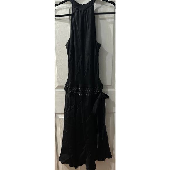 ANNE KLEIN EVENING 100% SILK DRESS -SIZE 6- BEADED - Picture 1 of 6